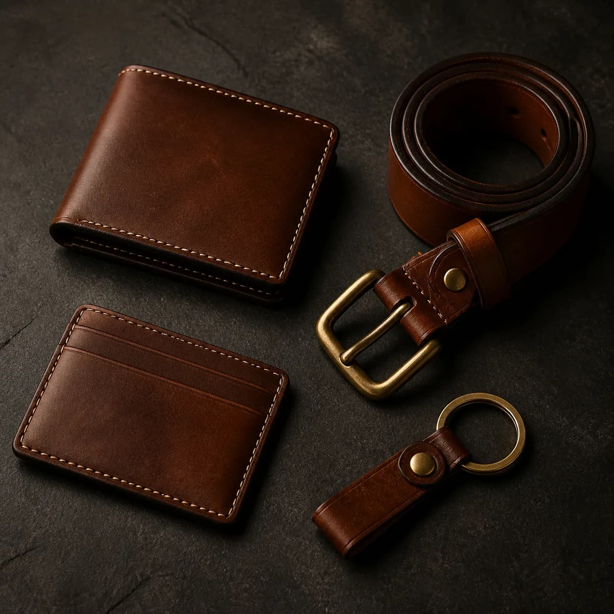 Collection of full-grain leather essentials